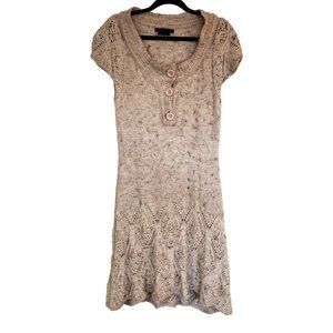Alpaca Knit Dress size Large‎  crochet button front Neutral bcbg y2k